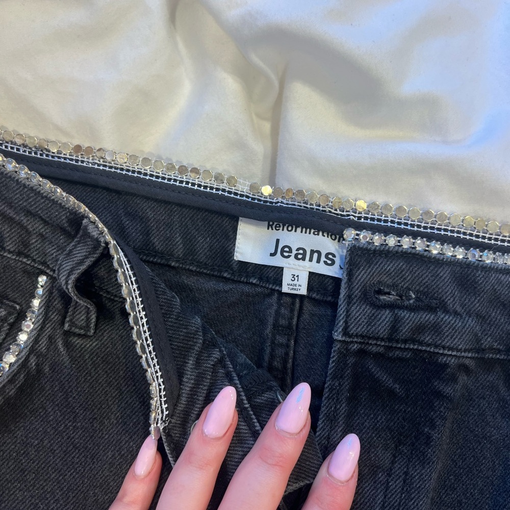 Reformation Black Jeans with Sequin Detail